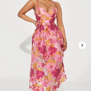 Floral Pink and Yellow Women's Dress